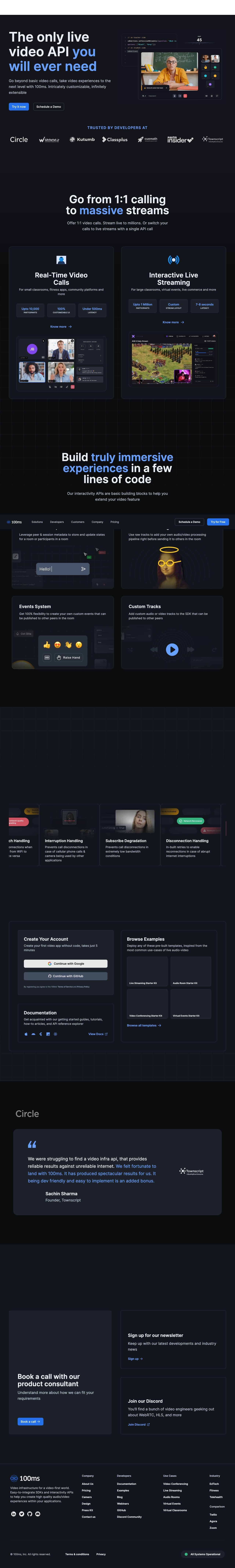 100ms landing page design