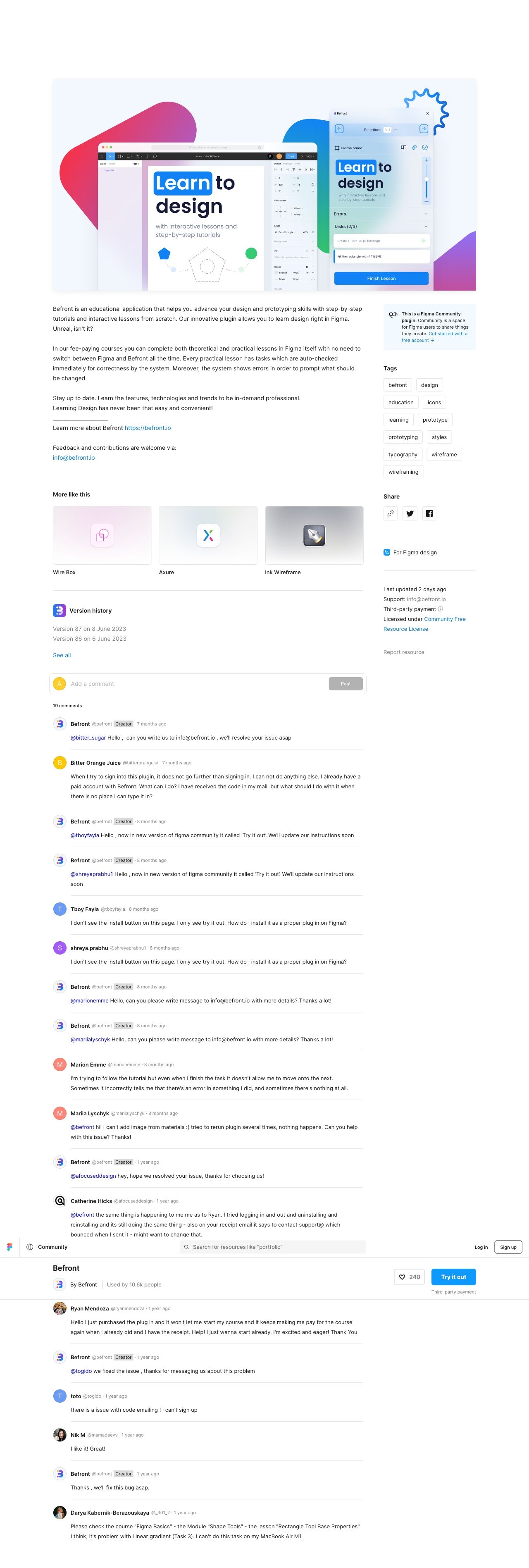 Befront landing page design