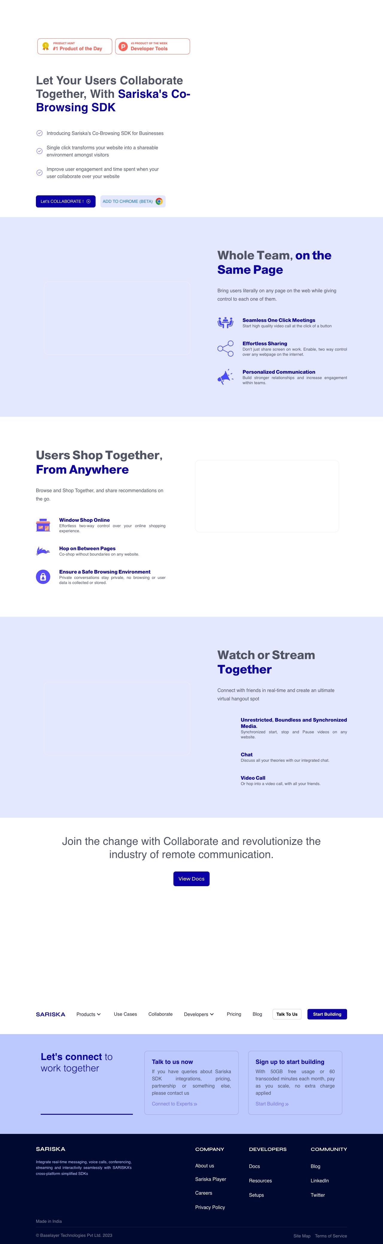 Collaborate landing page design