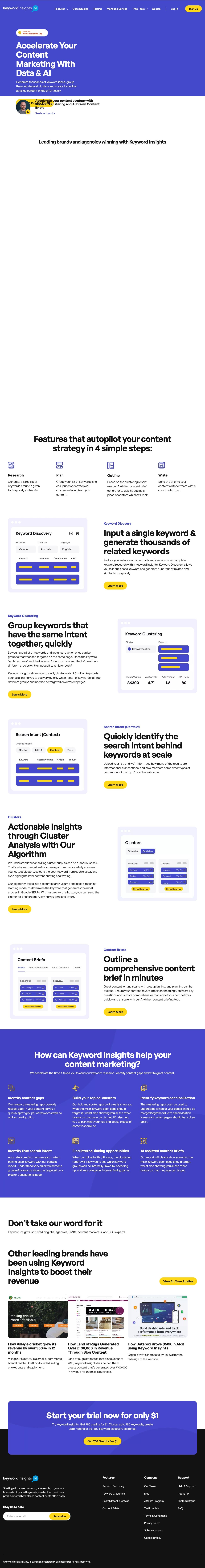 Keyword Insights landing page design