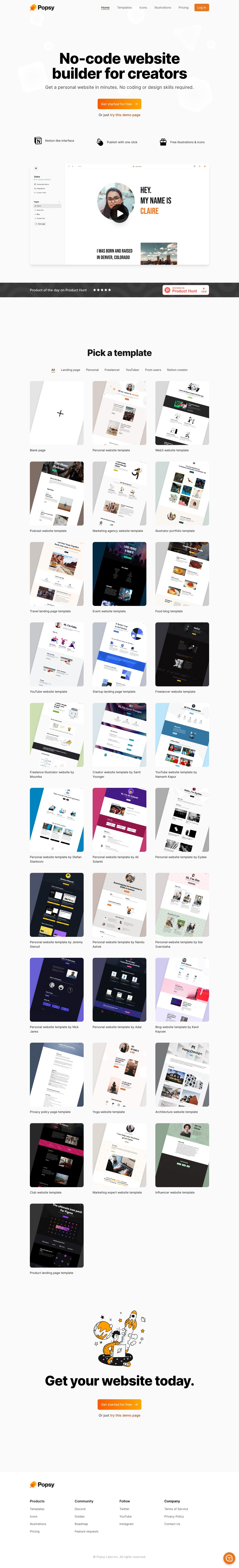 No landing page design