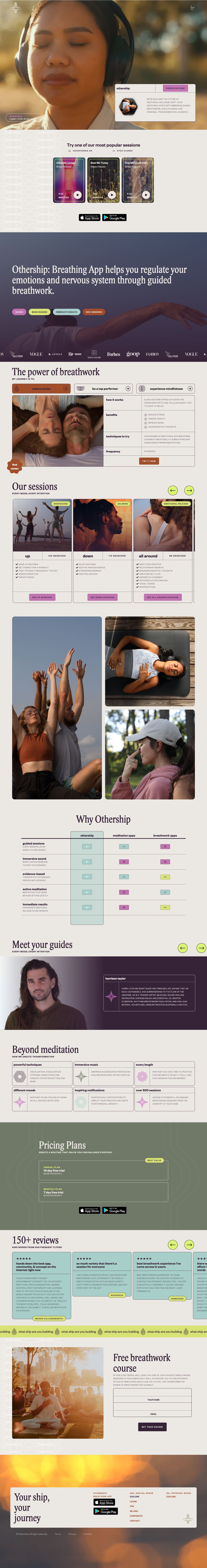 Othership App landing page design