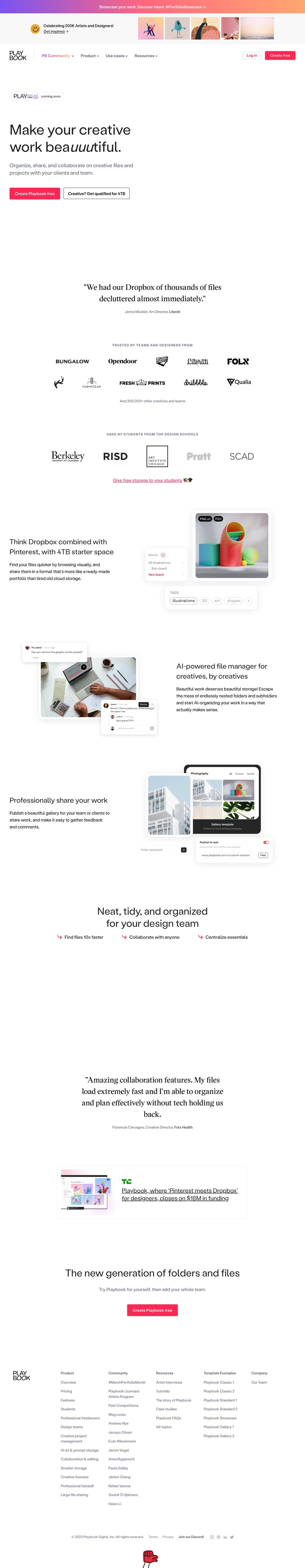 Playbook.com landing page design