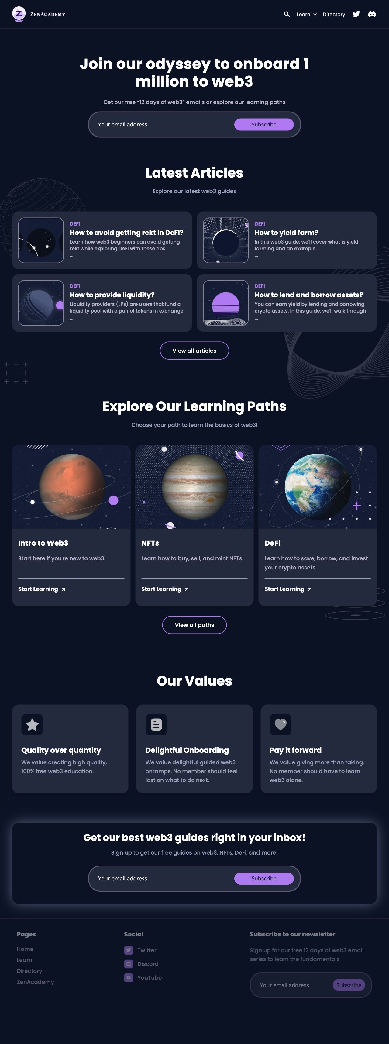 ZenAcademy landing page design