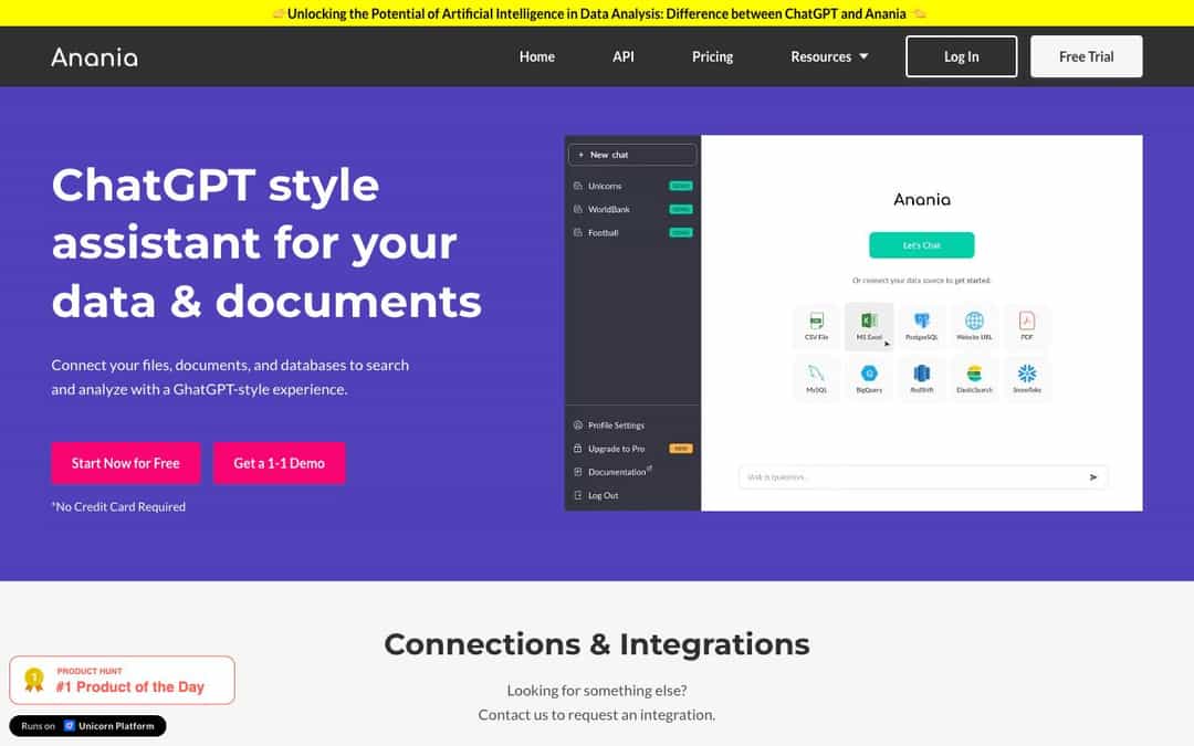 Anania landing page design