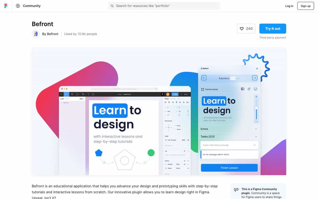 Befront landing page design