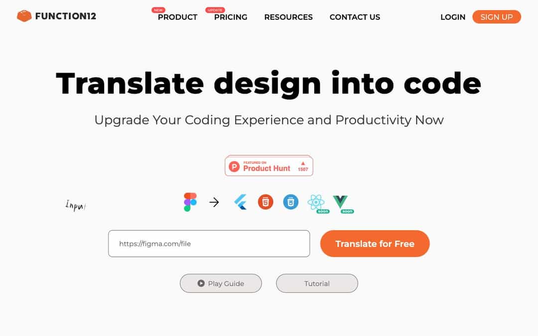 FUNCTION12 landing page design