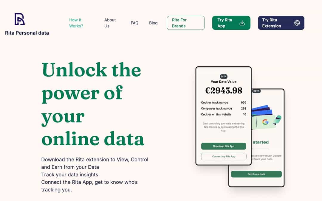 Rita landing page design