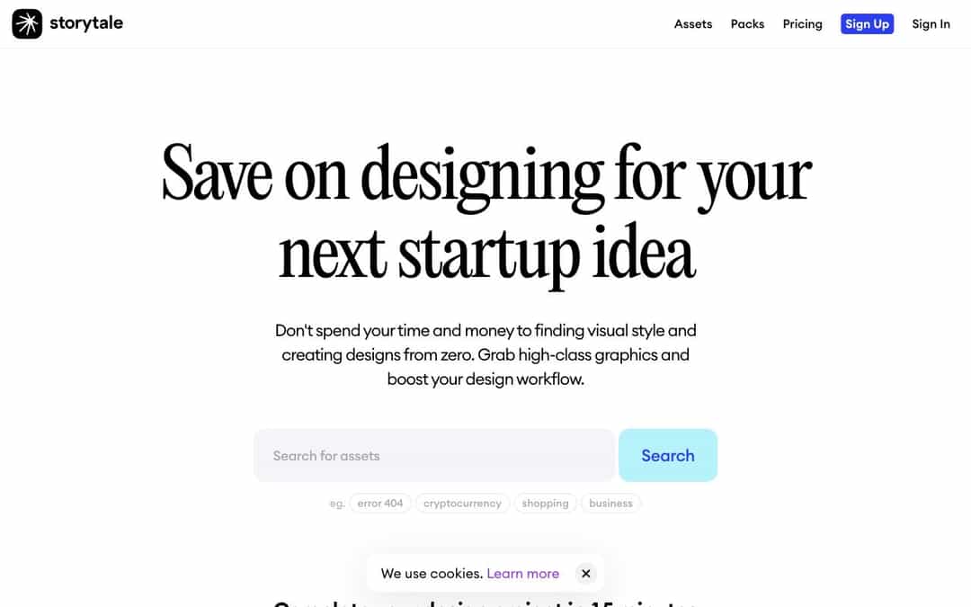 Storytale landing page design