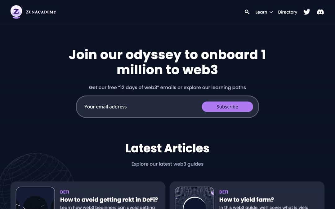 ZenAcademy landing page design
