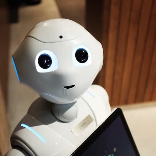 A robot looking at the camera